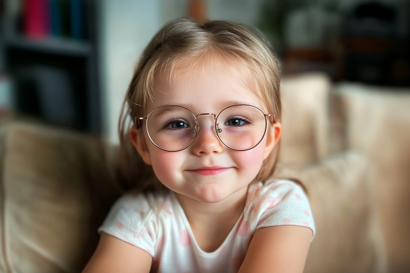 Little girl with big glasses, image made with AI