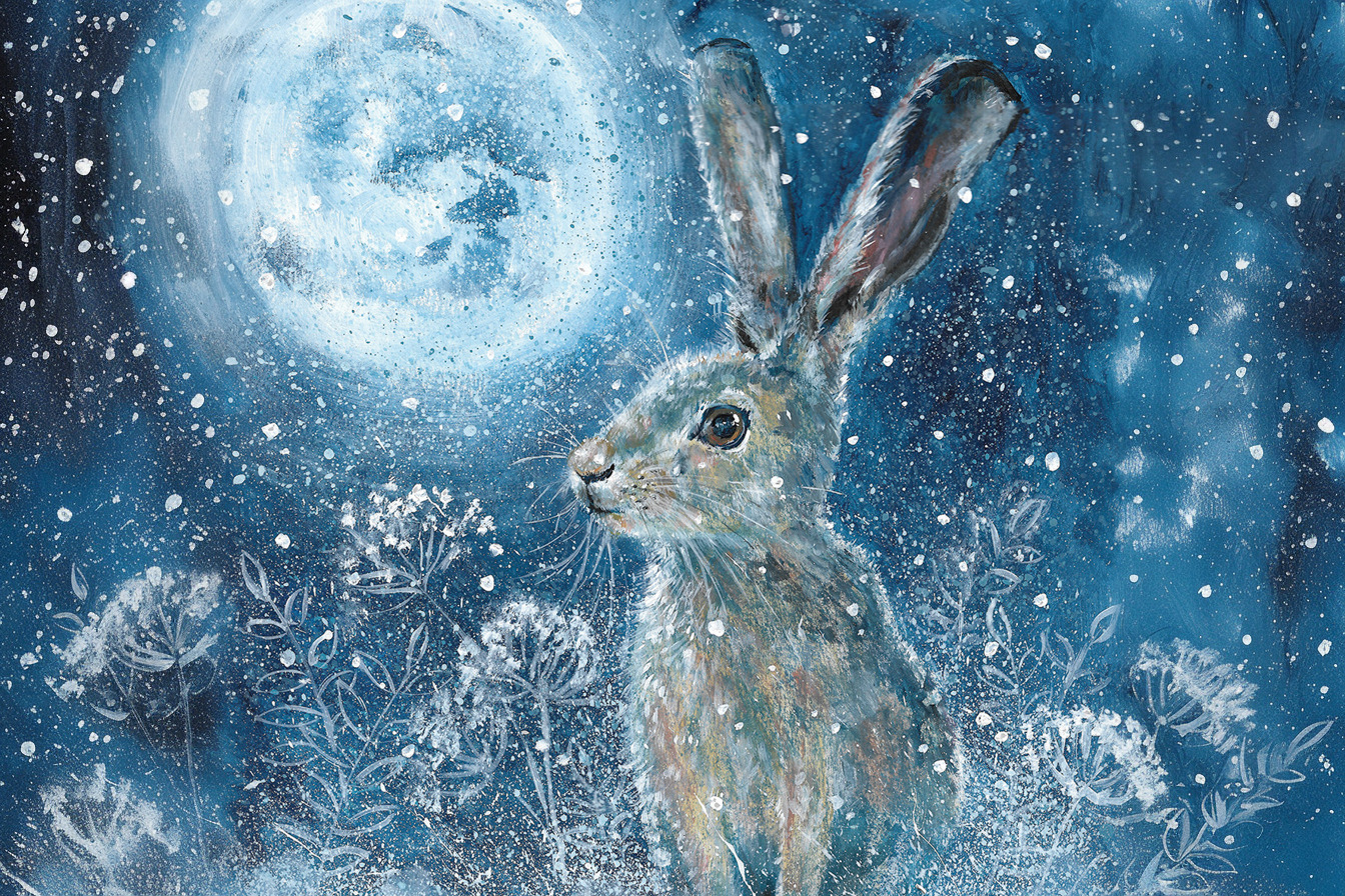 Midnight Hare in the Snow design